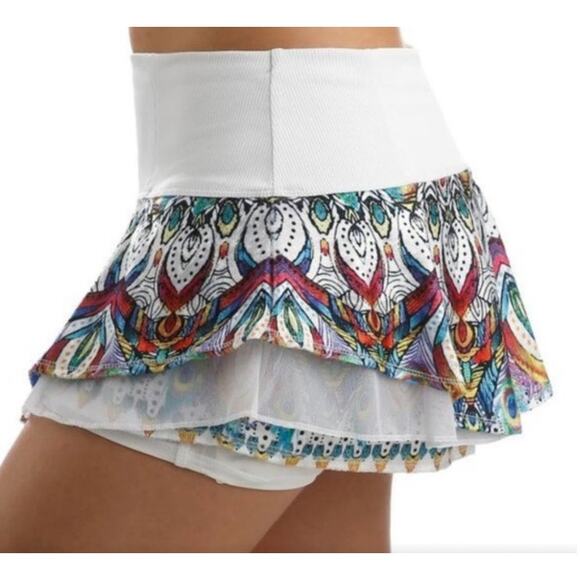 Lucky In Love Skort Medium Velour Multicolor Athletic Tennis Golf Pockets Preppy - Picture 1 of 8